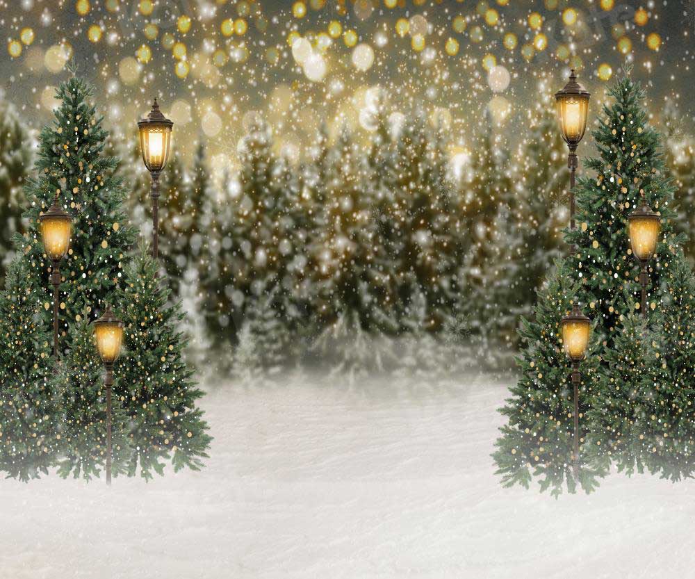 Kate Christmas Snow Forest Lights Backdrop for Photography -UK