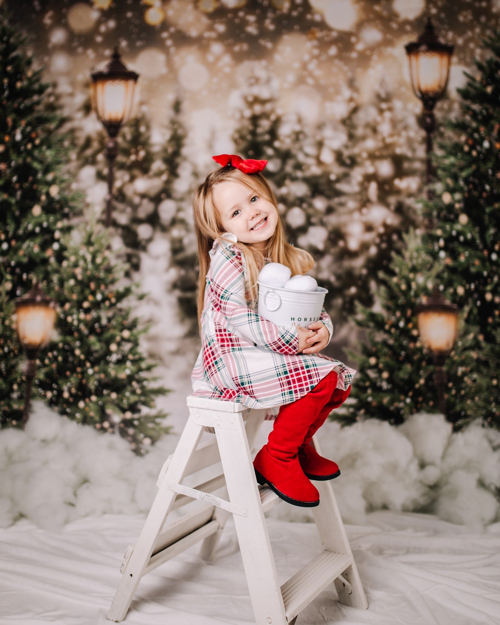 Kate Christmas Snow Forest Lights Backdrop for Photography -UK