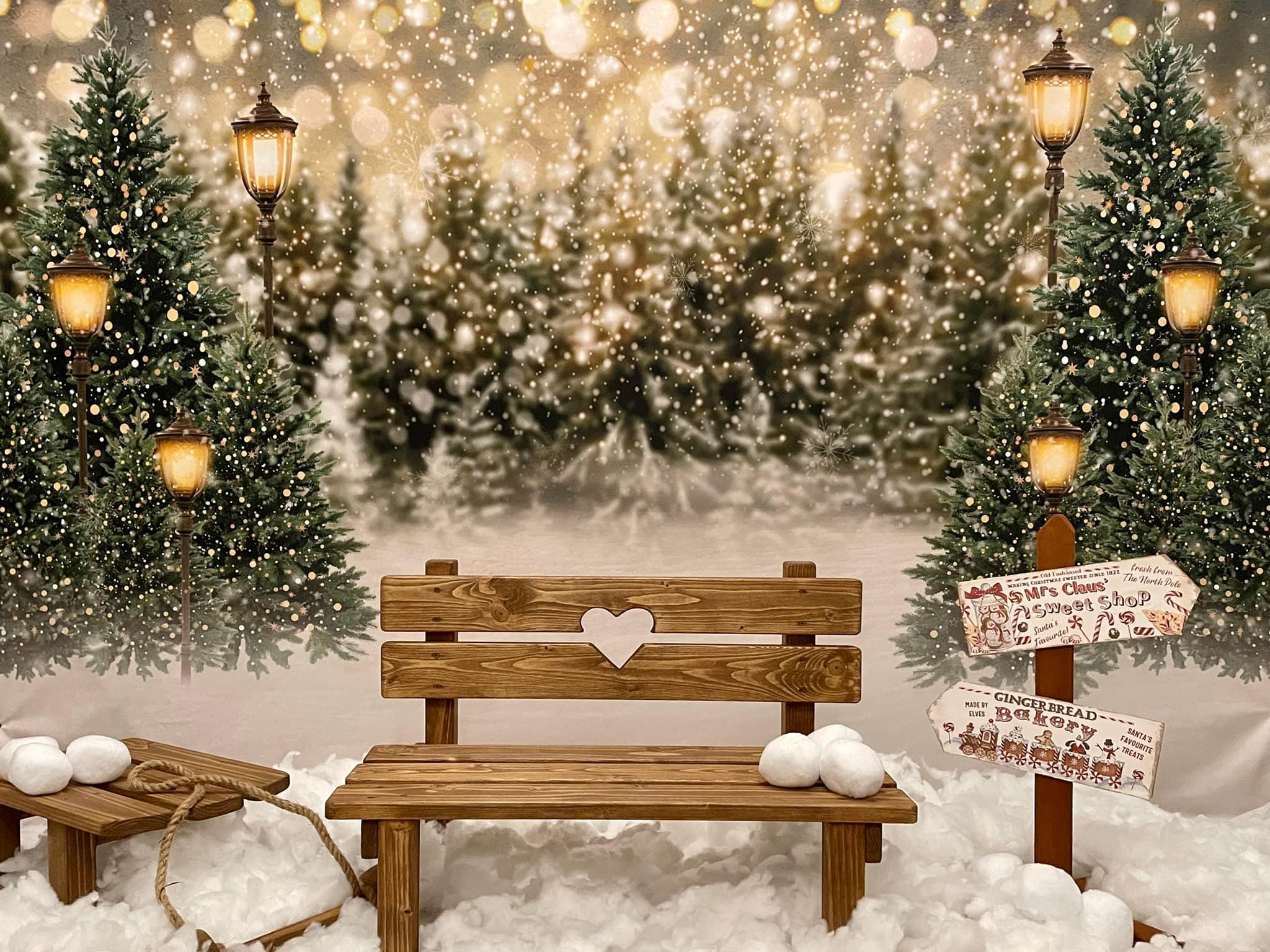 Kate Christmas Snow Forest Lights Backdrop for Photography -UK