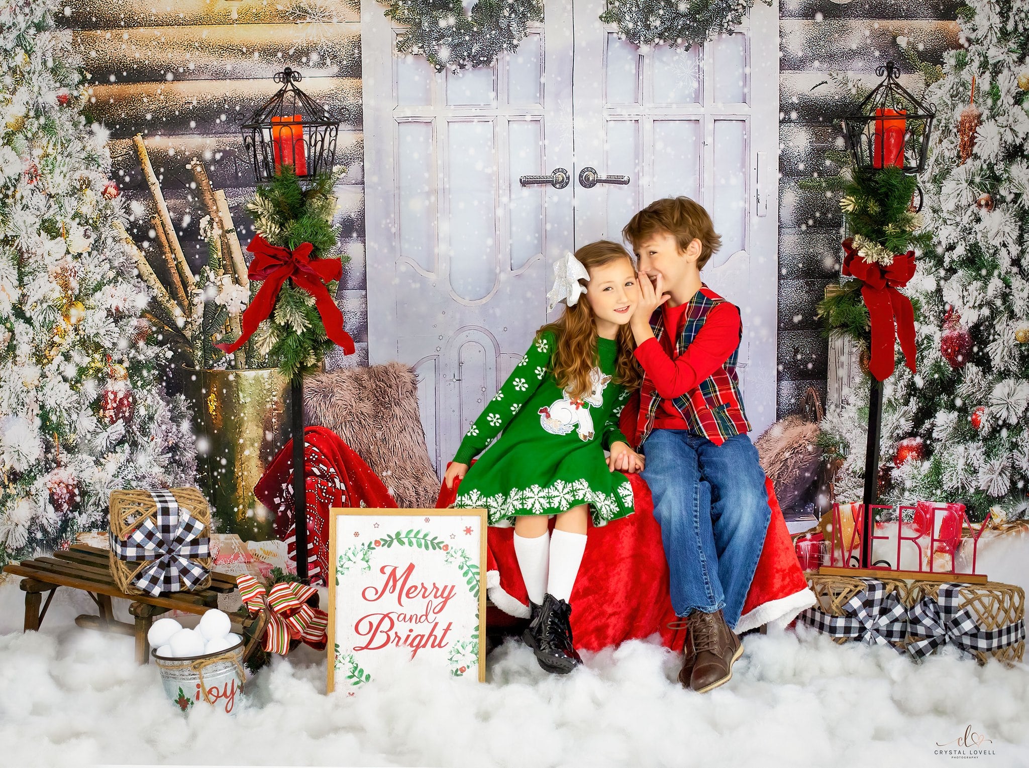 Kate Christmas Snow Front Door Backdrop for Photography -UK