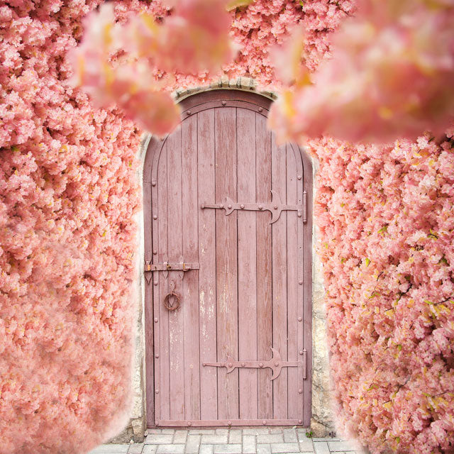 Kate Valentine's Day Pink Florals Front Door Backdrop for Photography -UK