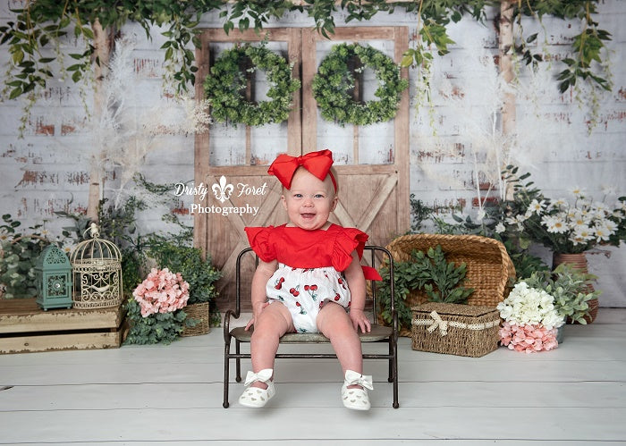 Kate Spring/Mother's day Green Plants Barn Door Backdrop Designed by Jia Chan Photography -UK