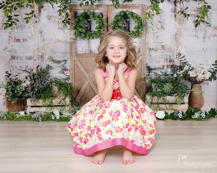 Kate Spring/Mother's day Green Plants Barn Door Backdrop Designed by Jia Chan Photography -UK