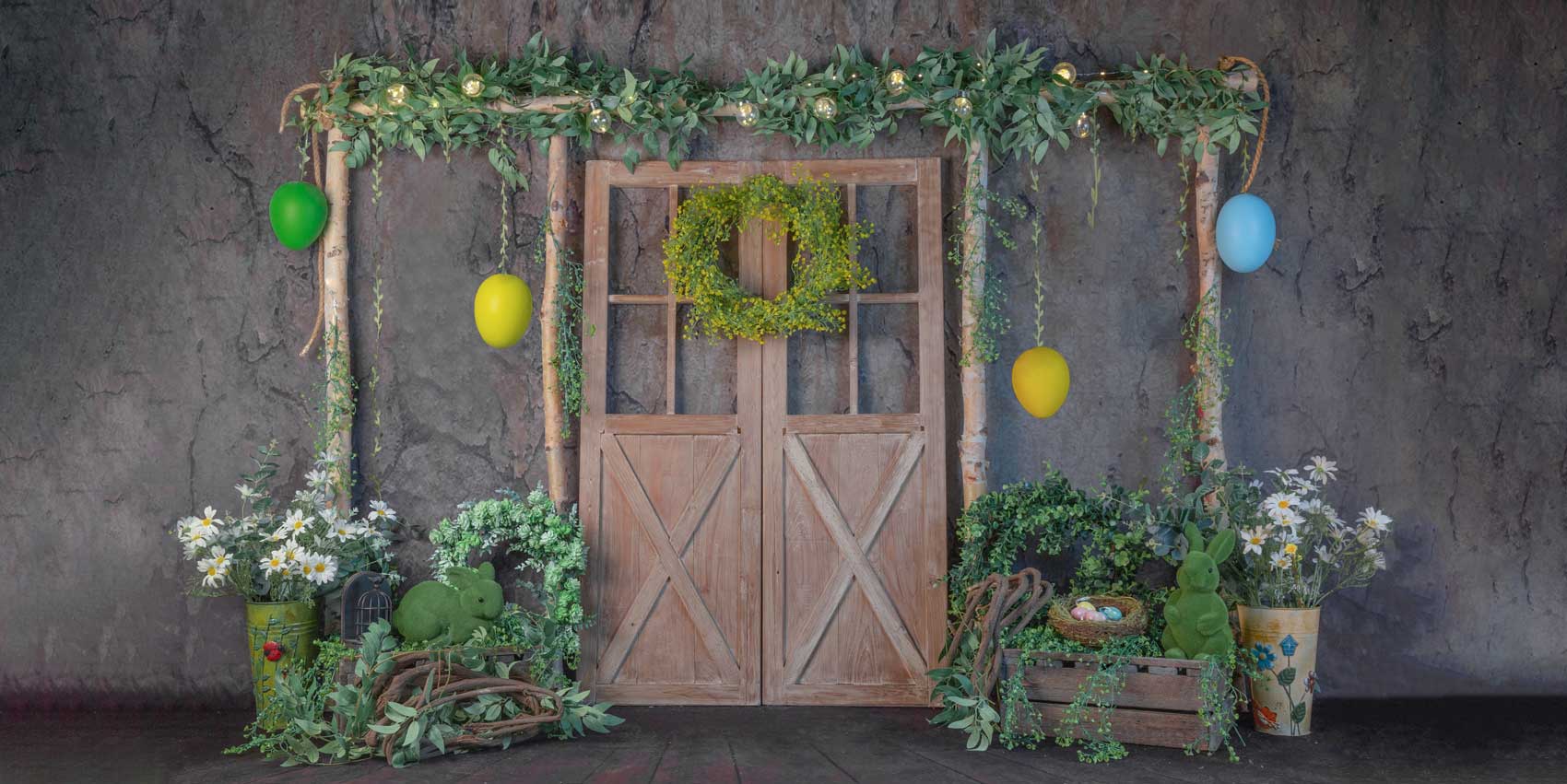 Kate Easter Grass Barn Door Backdrop Designed by Jia Chan Photography -UK