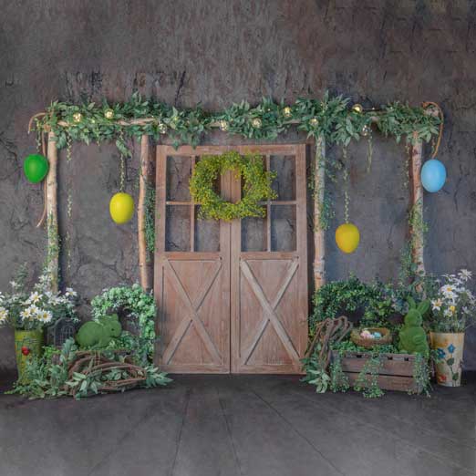 Kate Easter Grass Barn Door Backdrop Designed by Jia Chan Photography -UK