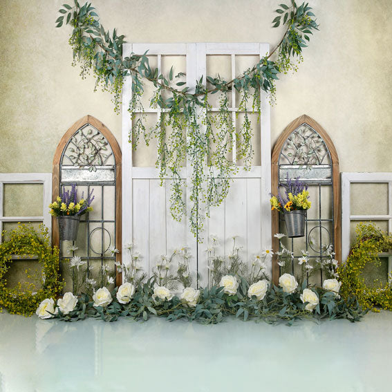 Kate Spring Floral Barn Door Backdrop Designed by Jia Chan Photography -UK