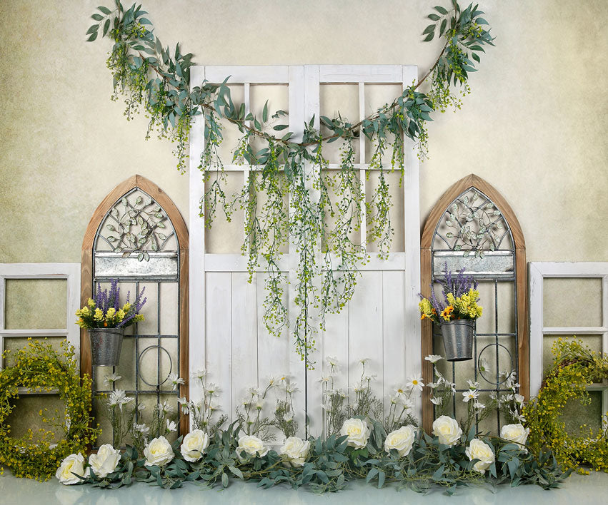Kate Spring Floral Barn Door Backdrop Designed by Jia Chan Photography -UK