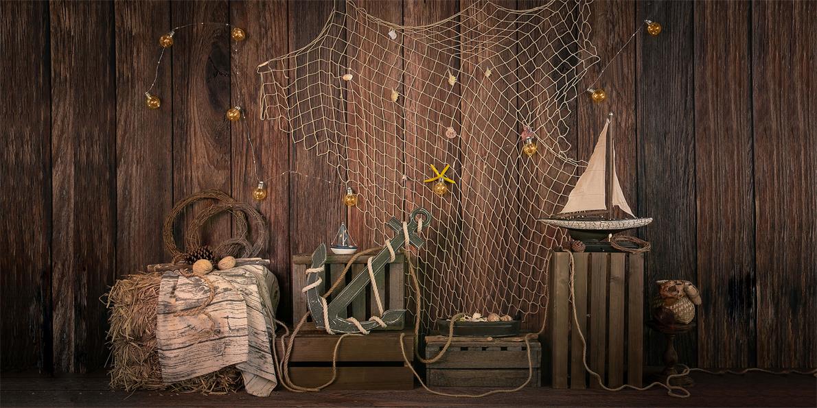 Kate Brown Wood Sailboat Anchor Summer Backdrop Designed by Jia Chan Photography -UK