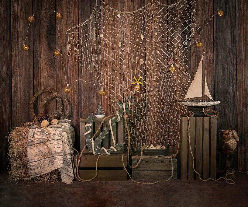 Kate Brown Wood Sailboat Anchor Summer Backdrop Designed by Jia Chan Photography -UK