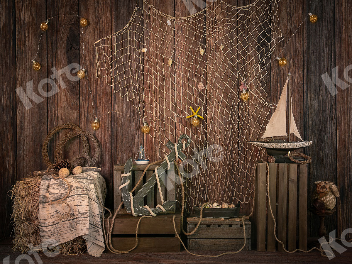 Kate Brown Wood Sailboat Anchor Summer Backdrop Designed by Jia Chan Photography -UK