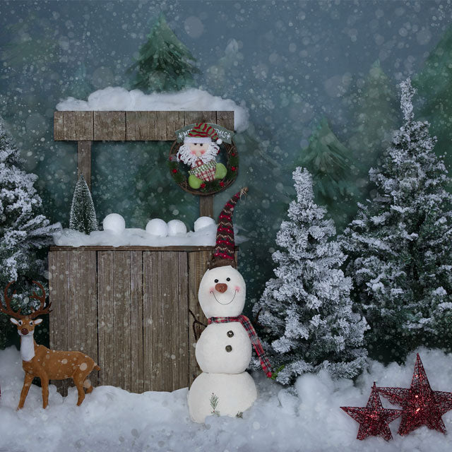 Kate Winter Christmas Backdrop with Snowman for Portrait Designed by Jia Chan Photography -UK