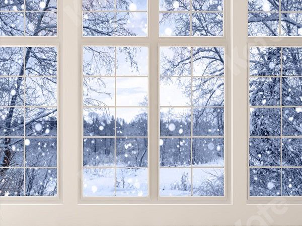Kate Window Backdrop Winter Snow Garden Designed by Emetselch -UK