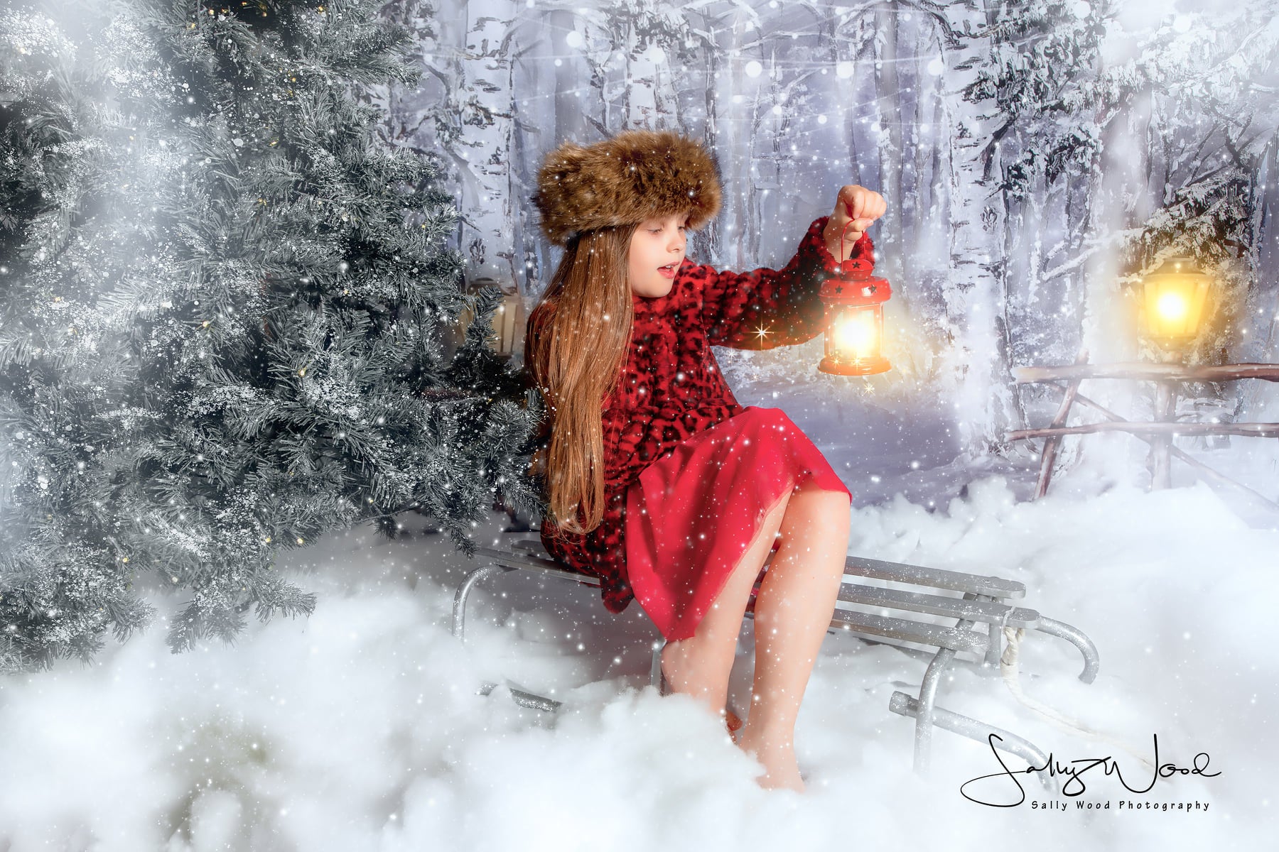 Kate Fine Art Backdrop Winter Snow Forest With Lights Designed by GQ -UK
