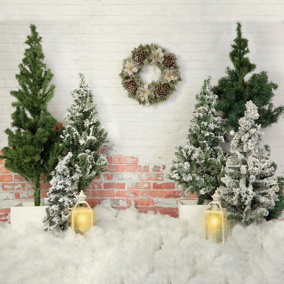 Kate Christmas Tree Backdrop Lights Brick Wall Designed by Emetselch -UK