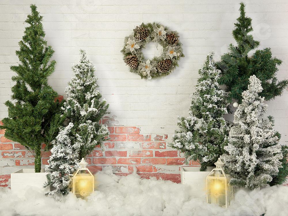 Kate Christmas Tree Backdrop Lights Brick Wall Designed by Emetselch -UK