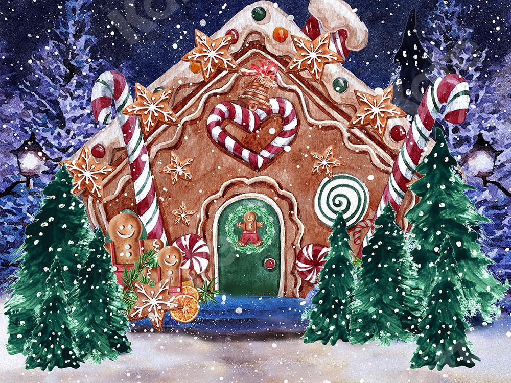 Kate Christmas Backdrop Winter Gingerbread House Designed by GQ