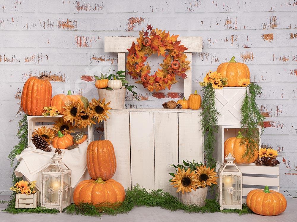 Kate Fall/thanksgiving Pumpkins Stand Backdrop Designed by Emetselch -UK