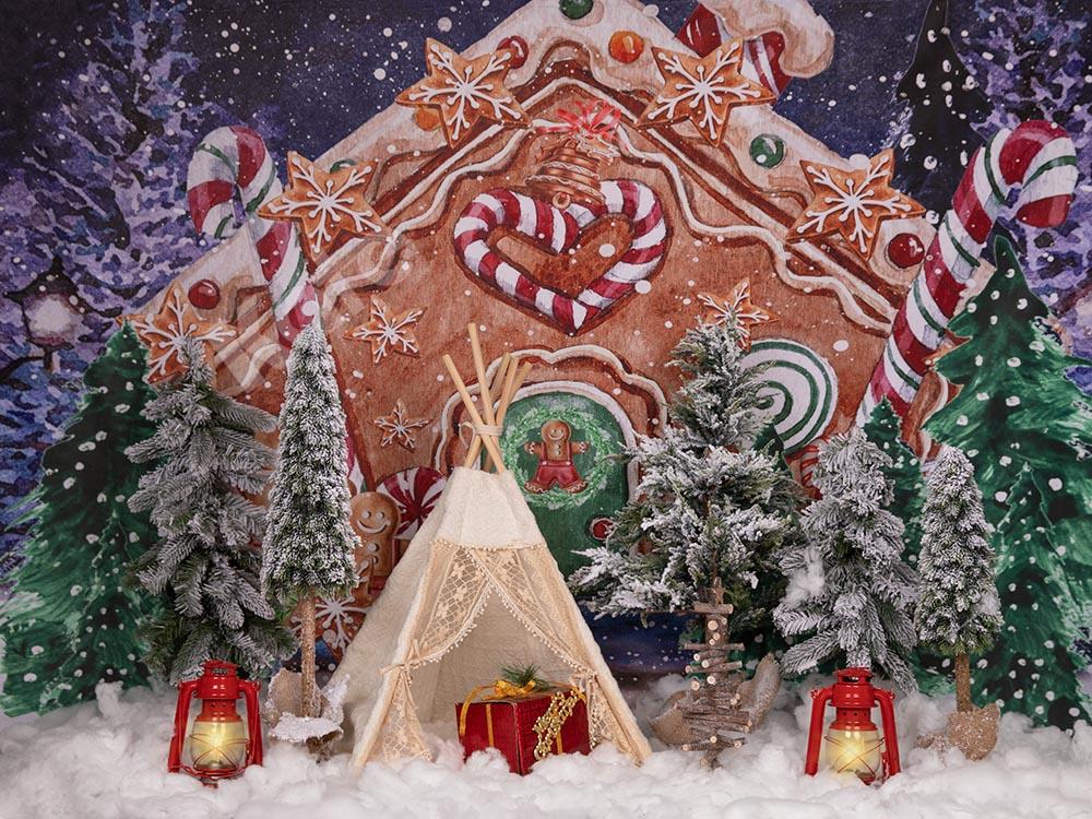 Kate Christmas Gingerbread House Tent Backdrop Designed by Emetselch -UK