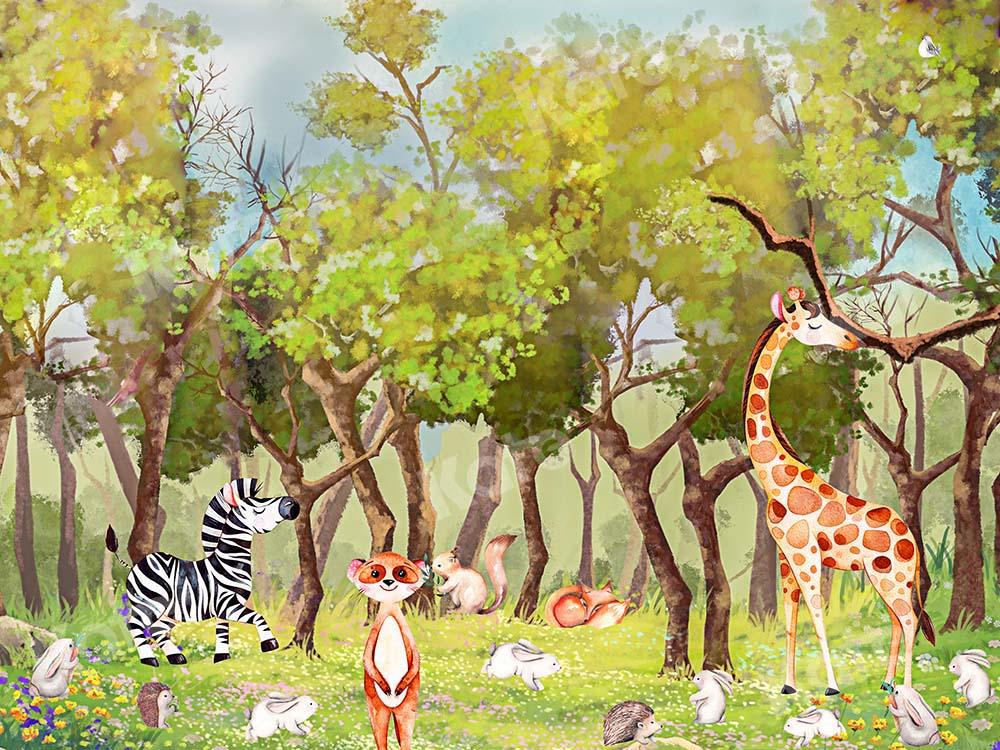 Kate Forest Animals Camping Backdrop Designed by GQ -UK