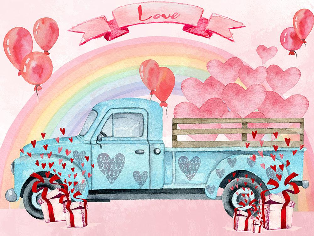 Kate Valentine's Day Love Truck Backdrop Designed by GQ -UK