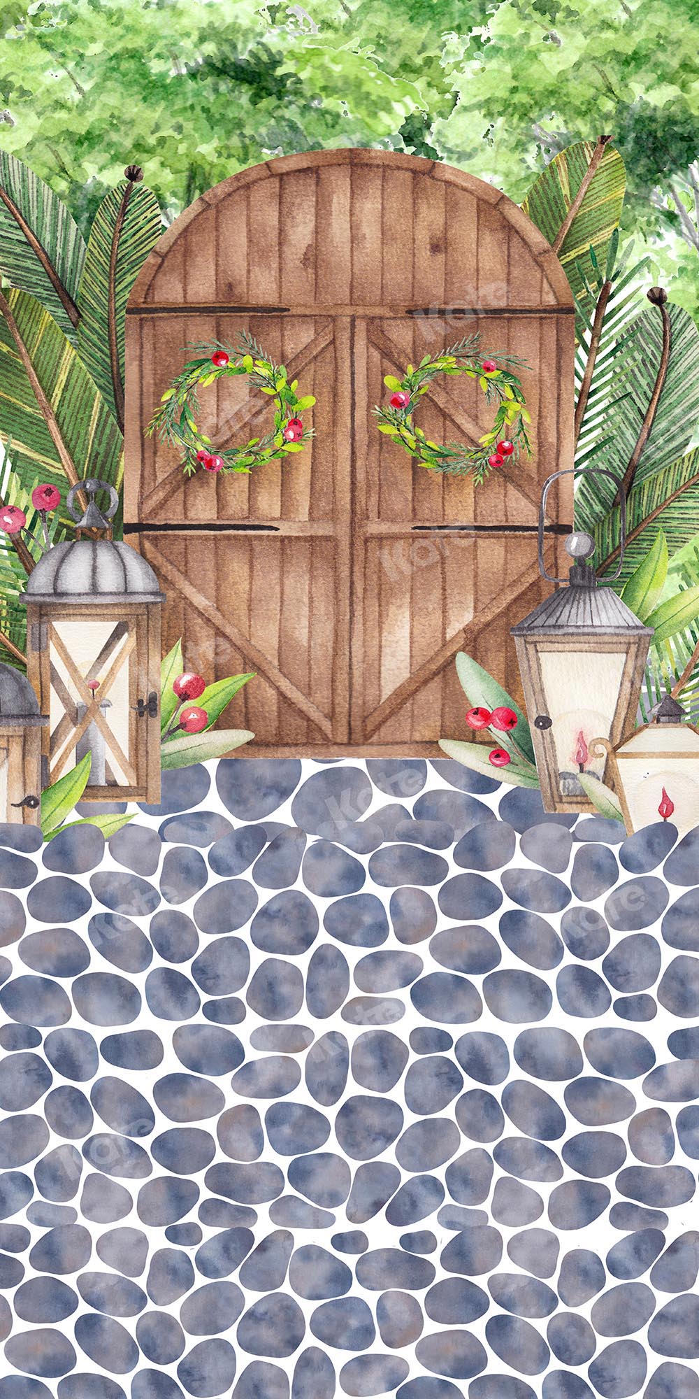 Kate Sweep Garden Door Stone Floor Backdrop Designed by GQ -UK