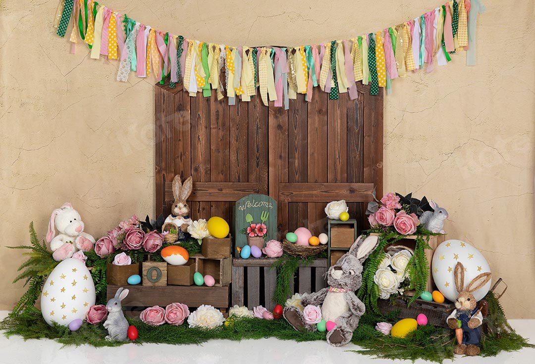 Kate Easter Eggs Bunny Rabbits Door Backdrop Designed by Emetselch -UK