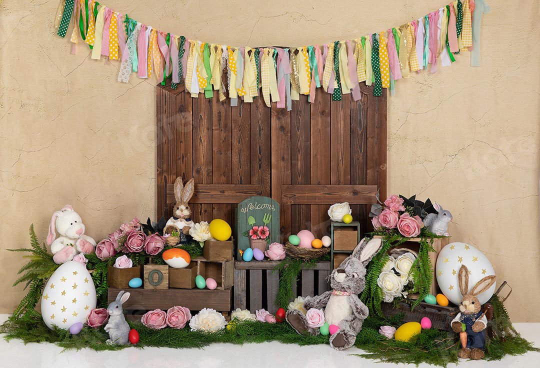 Kate Easter Eggs Bunny Rabbits Door Backdrop Designed by Emetselch