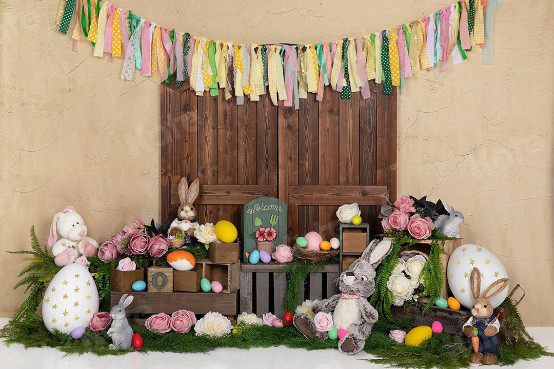 Kate Easter Eggs Bunny Rabbits Door Backdrop Designed by Emetselch -UK