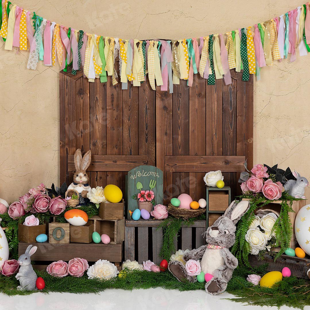 Kate Easter Eggs Bunny Rabbits Door Backdrop Designed by Emetselch -UK
