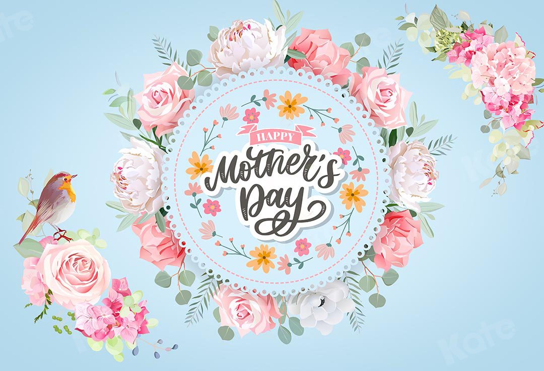 Kate Mother's Day Flowers Blue Backdrop Designed by GQ -UK