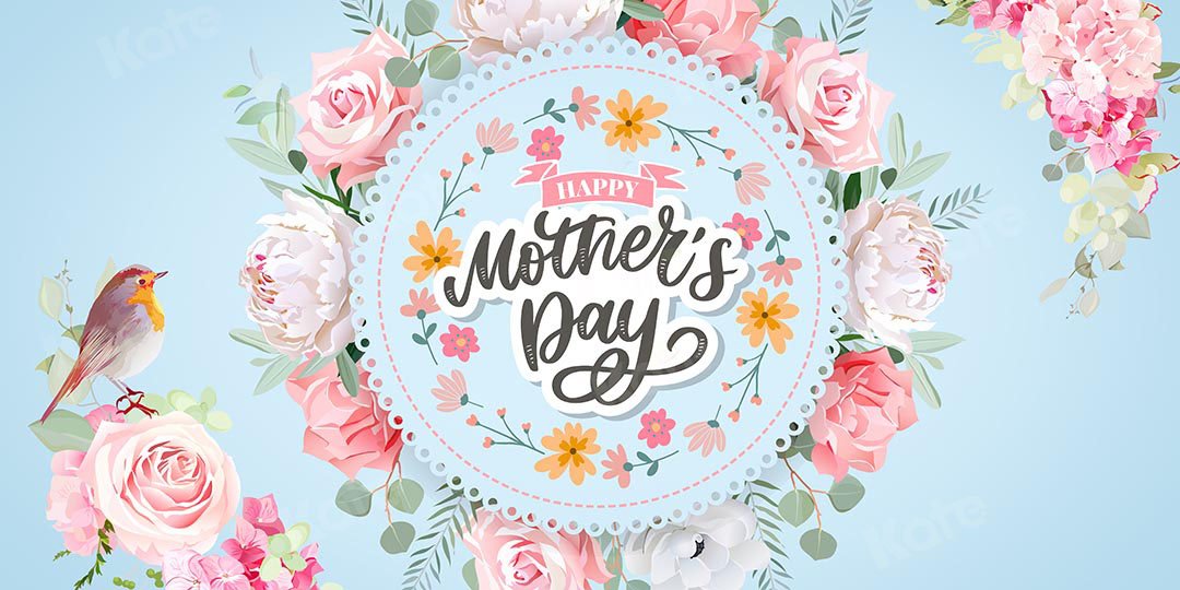 Kate Mother's Day Flowers Blue Backdrop Designed by GQ -UK