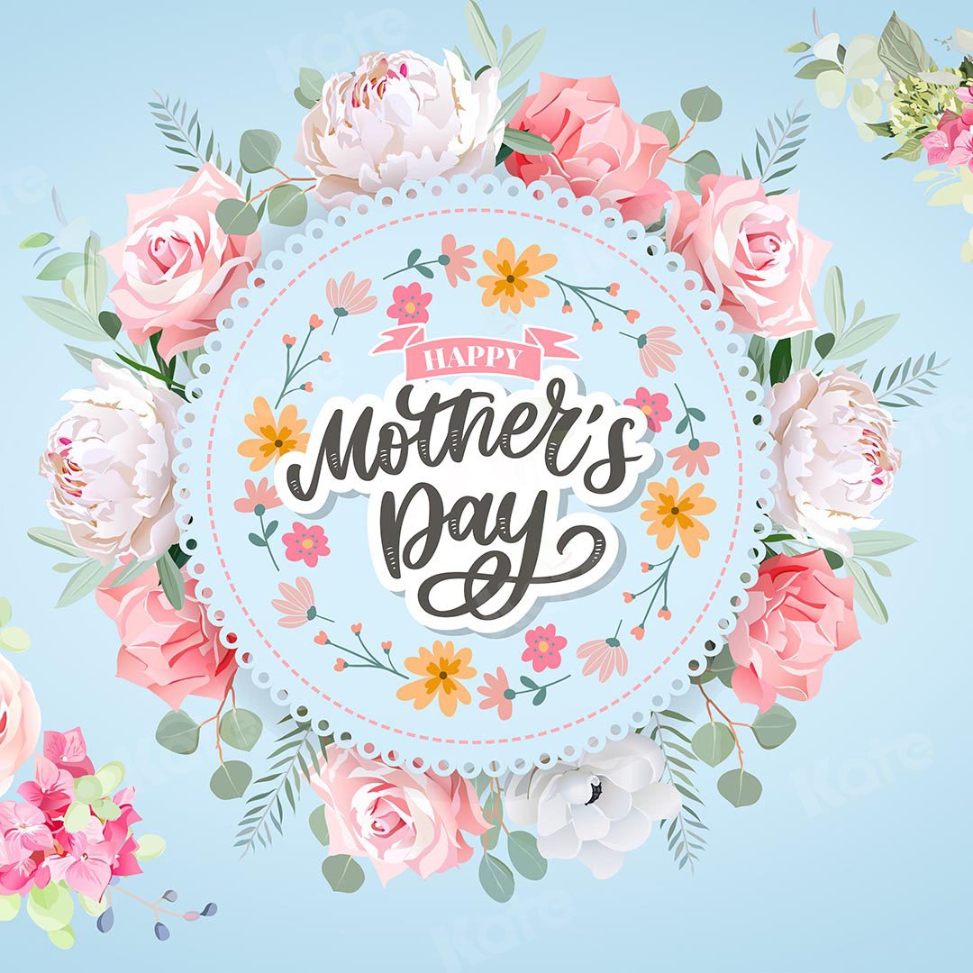 Kate Mother's Day Flowers Blue Backdrop Designed by GQ -UK