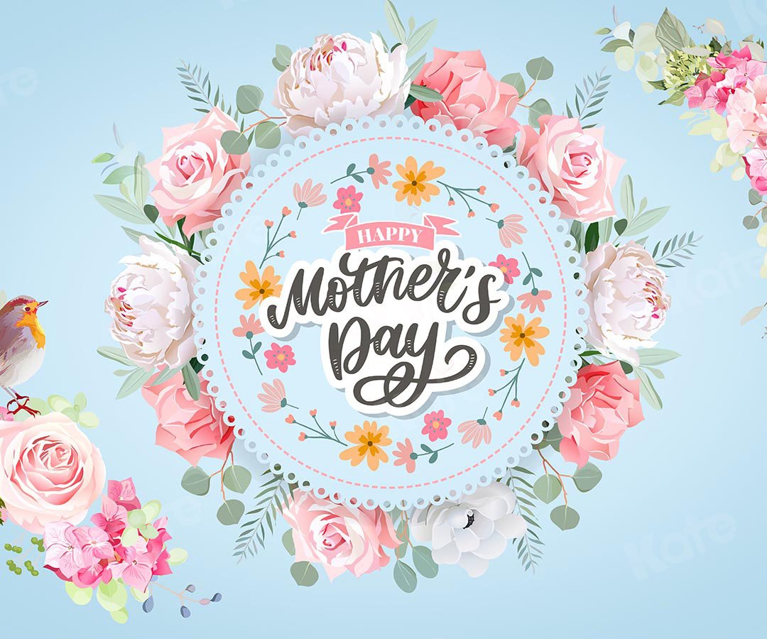 Kate Mother's Day Flowers Blue Backdrop Designed by GQ -UK