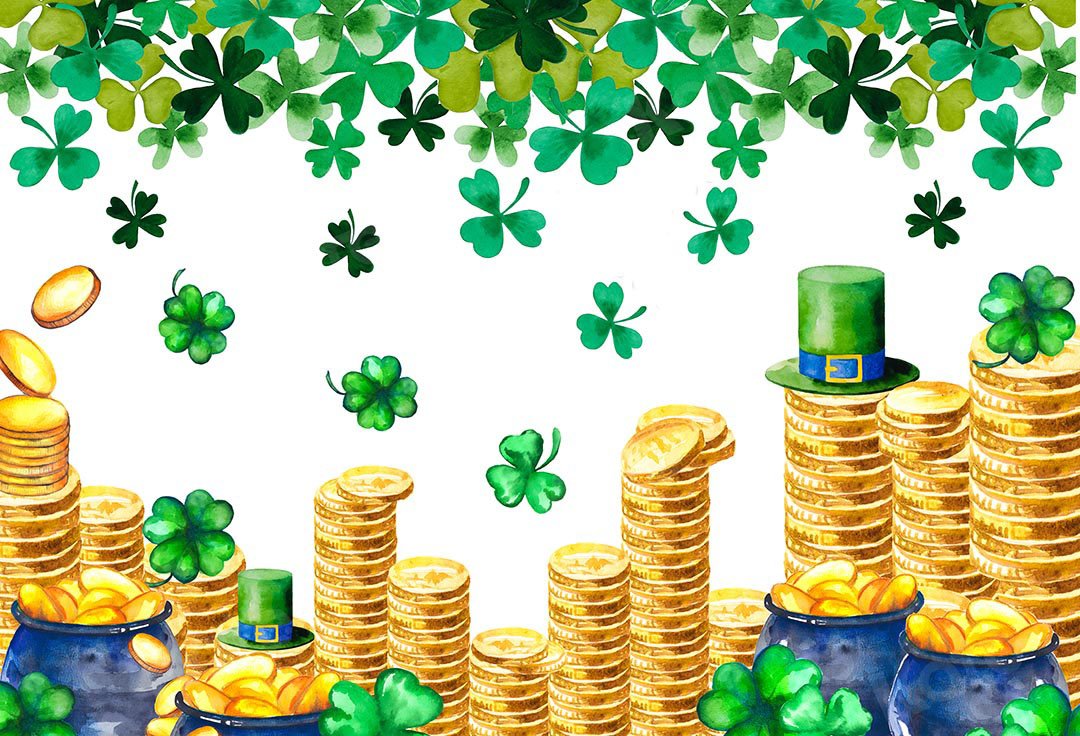 Kate St. Patrick's Day Shamrocks Gold Coin Backdrop Designed by Chain Photography -UK