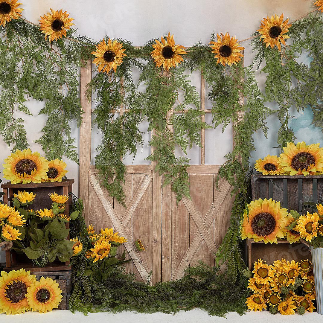 Kate Spring Sunflowers Vines Door Backdrop Designed by Emetselch -UK