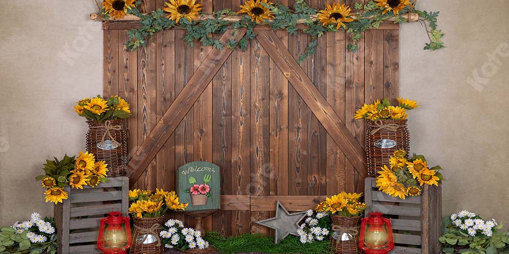 Kate Spring Flower Backdrop Barn Door Designed by Emetselch -UK