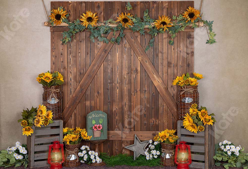 Kate Spring Flower Backdrop Barn Door Designed by Emetselch -UK