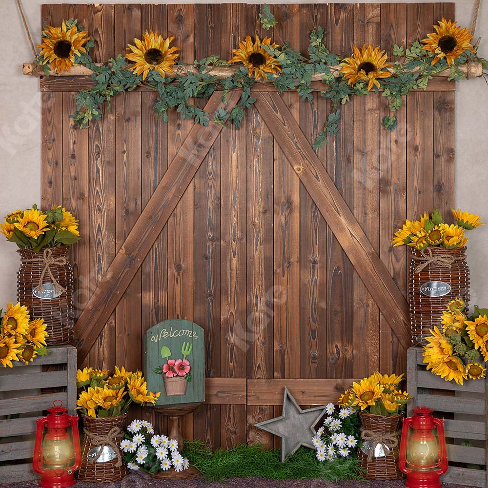 Kate Spring Flower Backdrop Barn Door Designed by Emetselch -UK