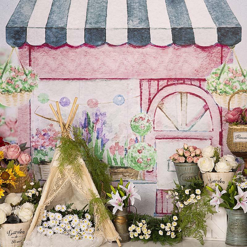 Kate Spring Flower Shop Flowers Tent Backdrop Designed by Emetselch -UK