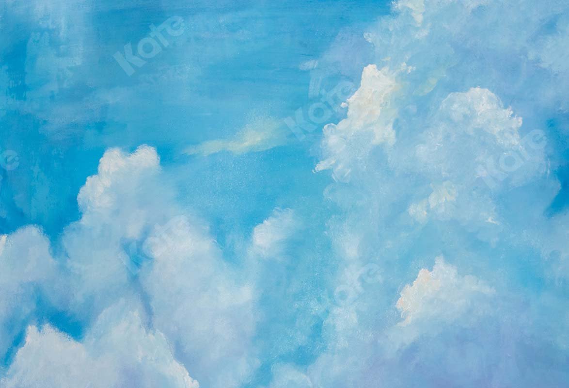 Kate Fine Art Blue Sky White Clouds Cake Smash Backdrop Designed by GQ -UK