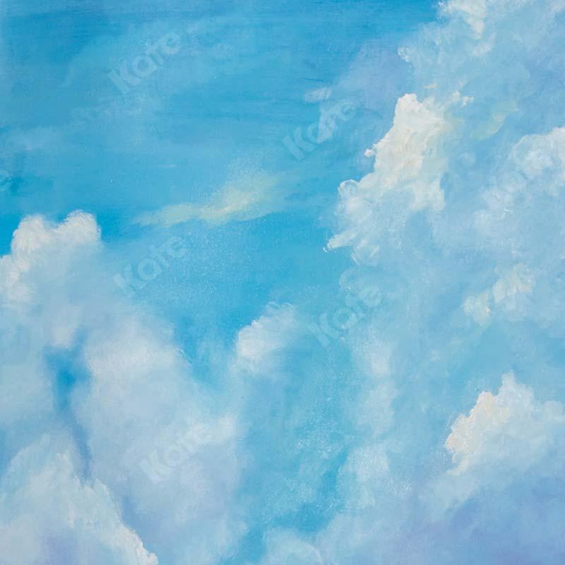 Kate Fine Art Blue Sky White Clouds Cake Smash Backdrop Designed by GQ -UK