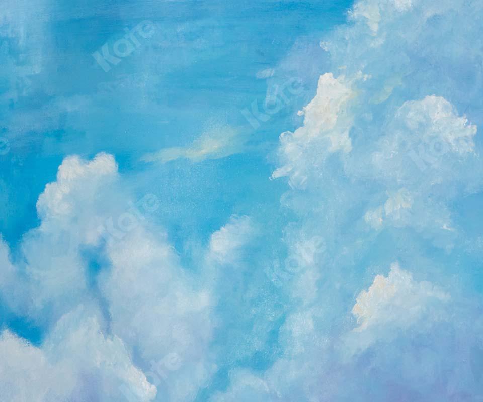 Kate Fine Art Blue Sky White Clouds Cake Smash Backdrop Designed by GQ -UK