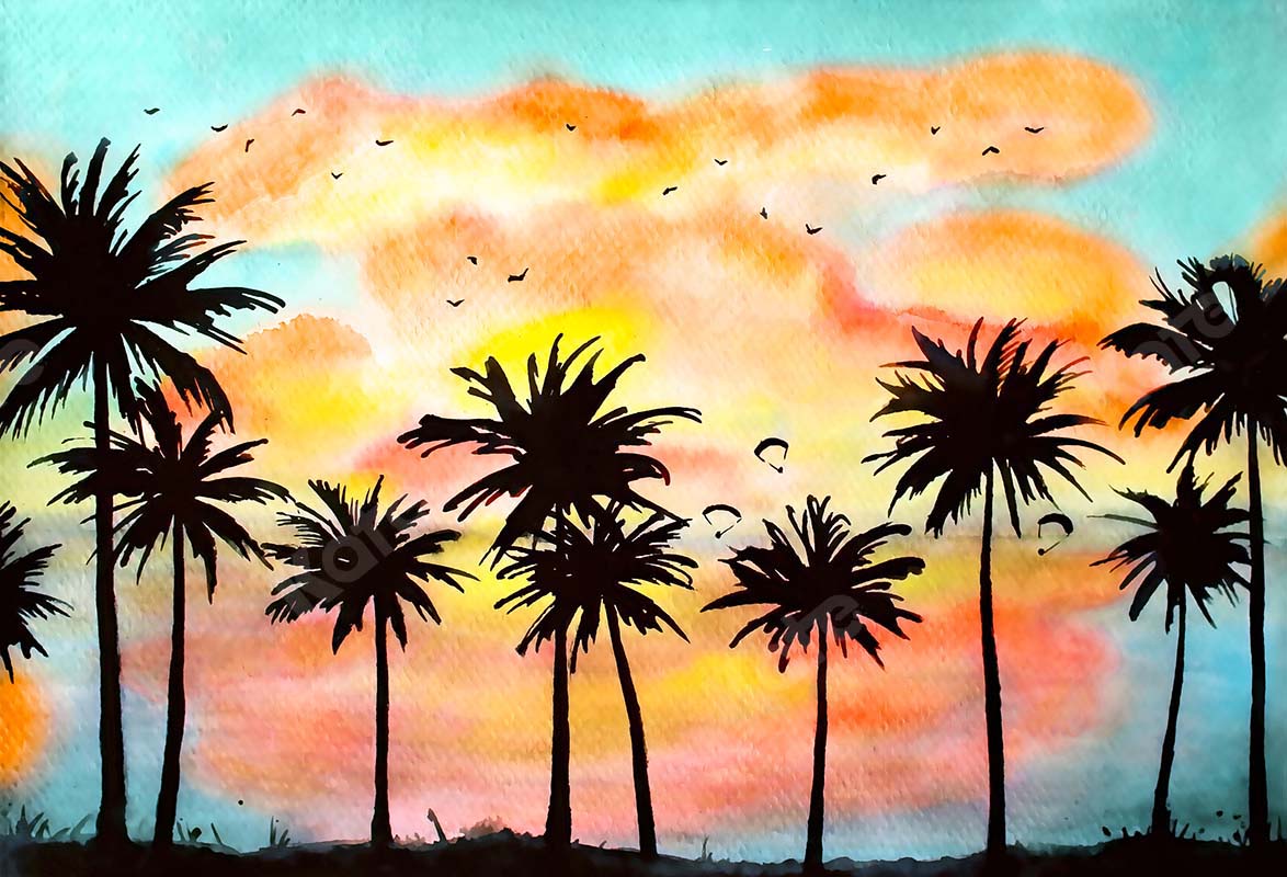 Kate Summer Coconut Tree Dusk Backdrop Designed by GQ -UK