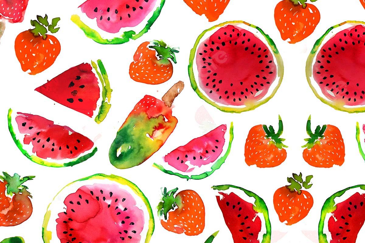 Kate Summer Watermelon Strawberry Ice Cream Backdrop Designed by GQ -UK