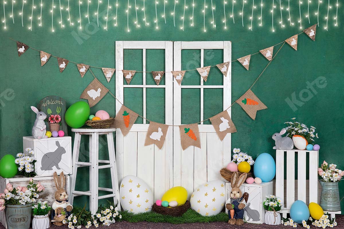 Kate Easter Egg Bunny Lantern White Door Green Backdrop Designed by Emetselch -UK