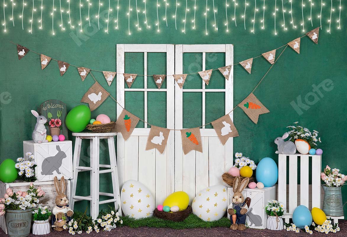 Kate Easter Egg Bunny Lantern White Door Green Backdrop Designed by Emetselch -UK