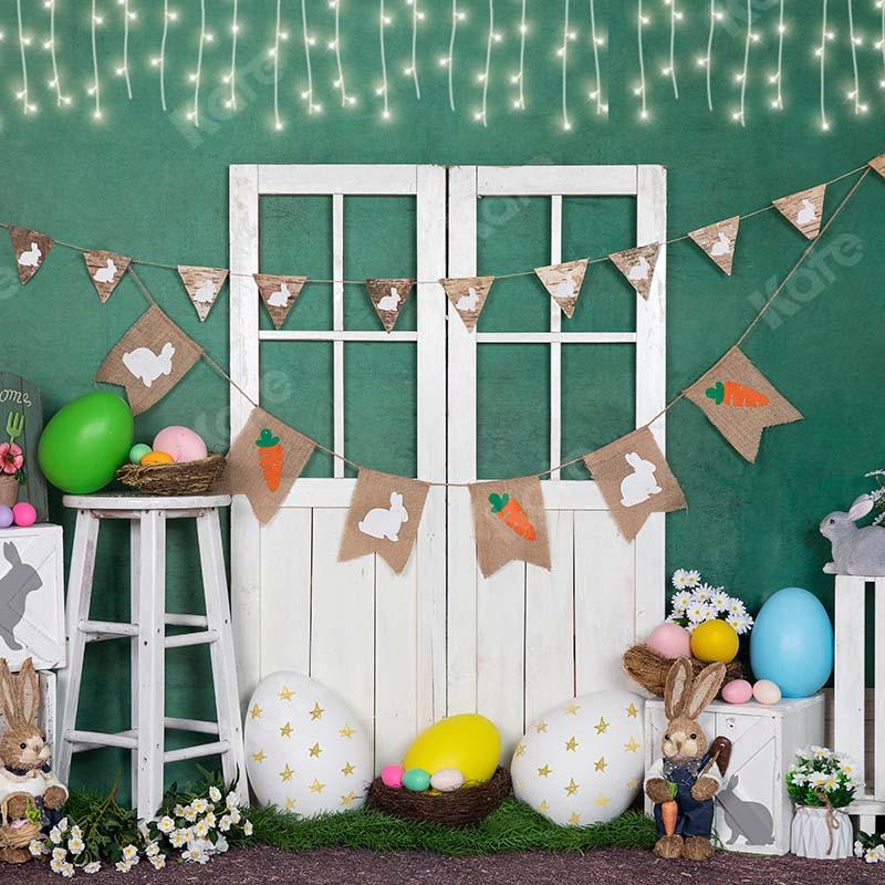 Kate Easter Egg Bunny Lantern White Door Green Backdrop Designed by Emetselch -UK