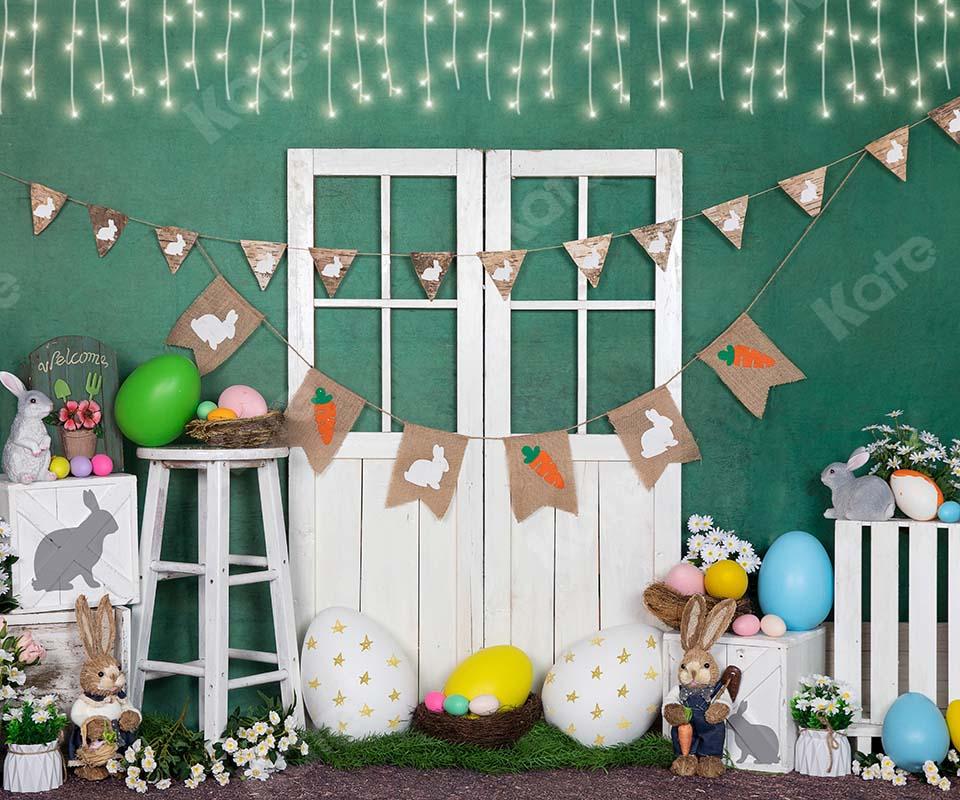 Kate Easter Egg Bunny Lantern White Door Green Backdrop Designed by Emetselch -UK