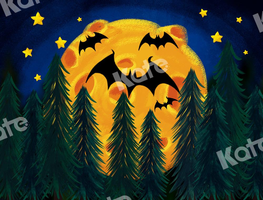 Kate Halloween Backdrop Star Moon Forest Bats Designed by Chain Photography -UK