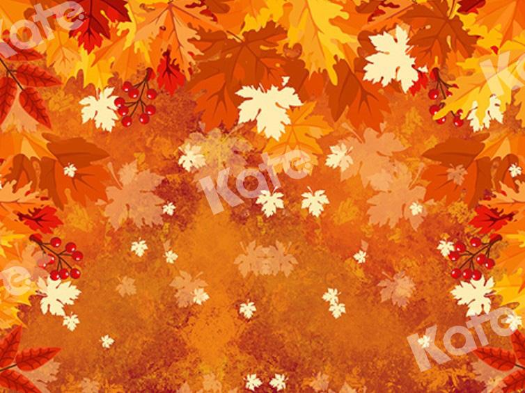 Kate Autumn Backdrop Yellow Fallen Leaves Designed by Chain Photography